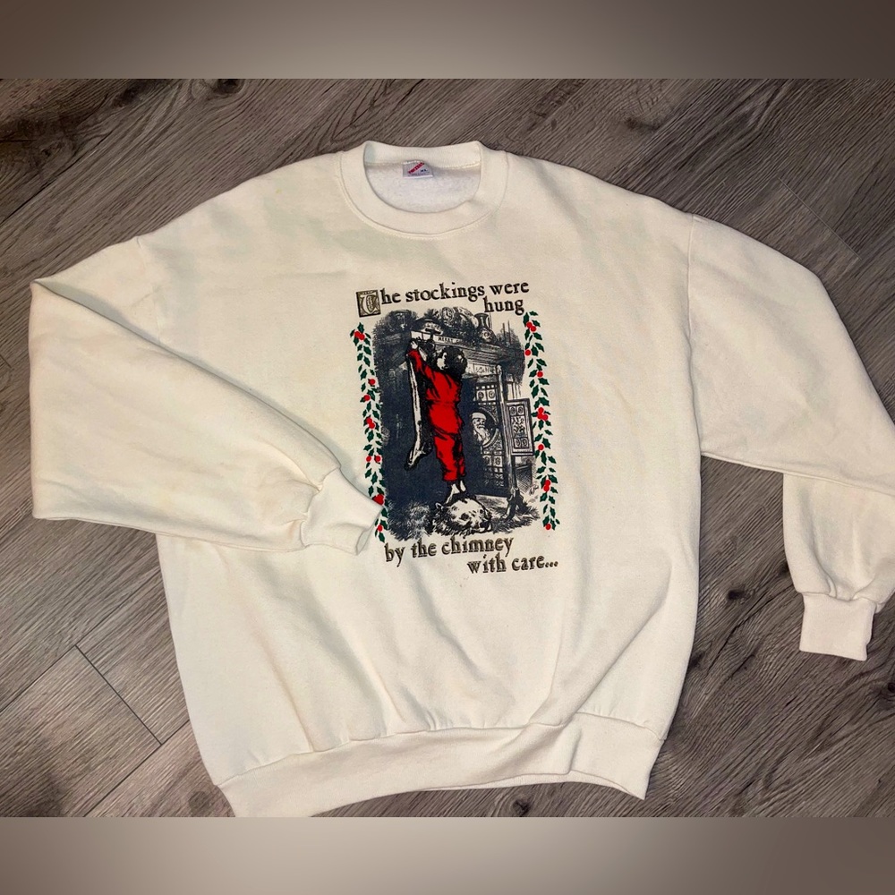 Vintage “ The stockings were hung” Christmas Jerzees Sweatshirt Size XL